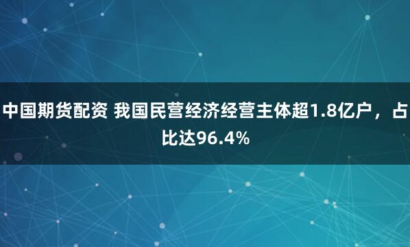 中国期货配资 我国民营经济经营主体超1.8亿户，占比达96.4%